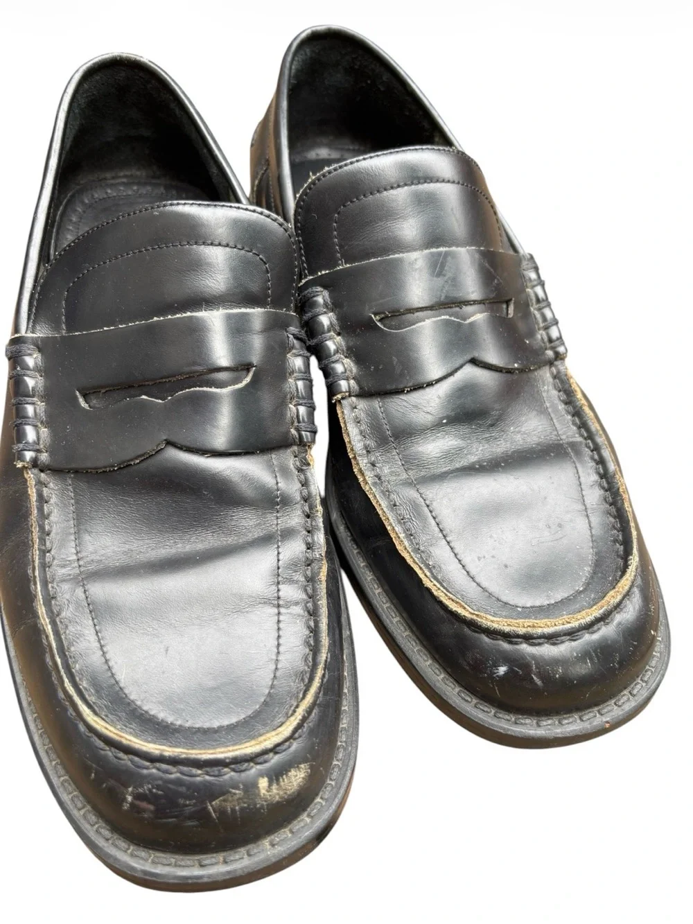 G.H. Bass Nobel Black Leather Penny Loafers Slip-On Dress Shoes 9.5M Preppy